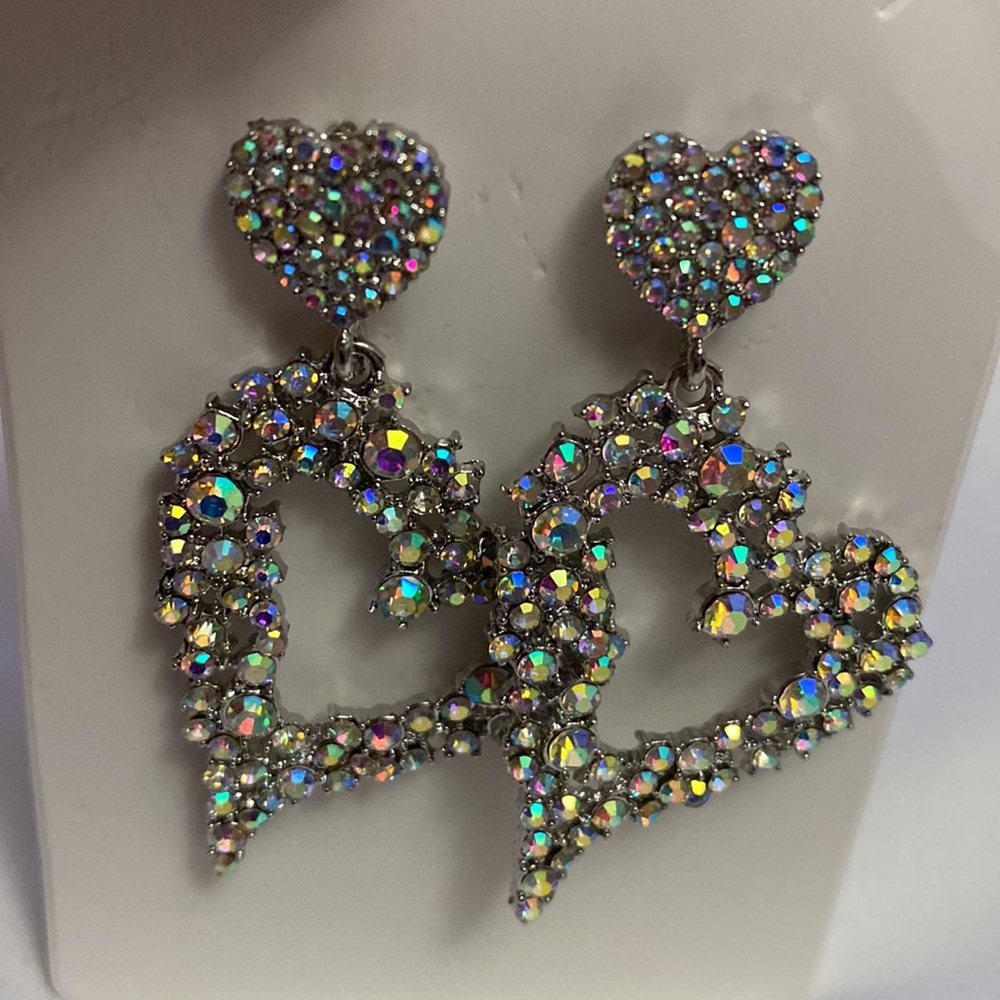 Earrings,♥️ , with silver bath and zircon beautiful